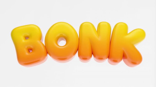 Cartoon 3d bouncing text effect with bonk letters dropping from above and landing with bounce animated motion graphic on transparent background 16 9 composition