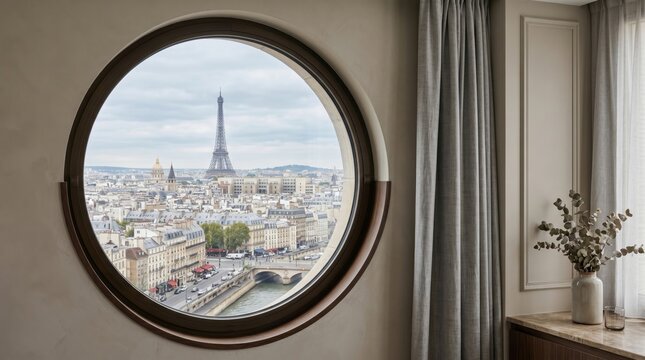 Paris View Through Round Window