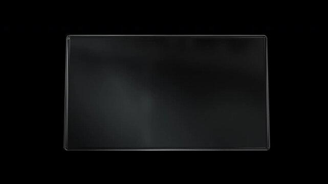 Clear glass 3d hologram HUD interface screen on black background, technology display, sci-fi element.