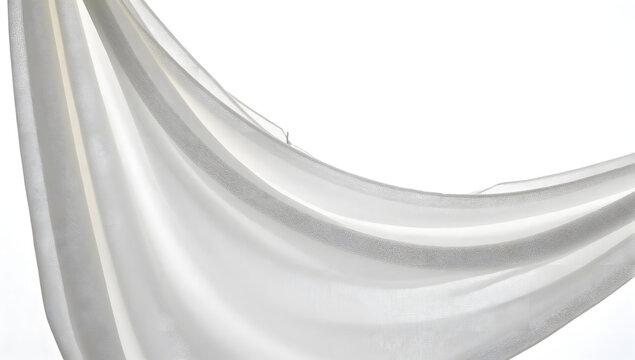 Abstract Fabric Flow: A close-up, abstract view of flowing white fabric, its soft folds and gentle curves creating a sense of lightness and purity, against a bright, clean backdrop.