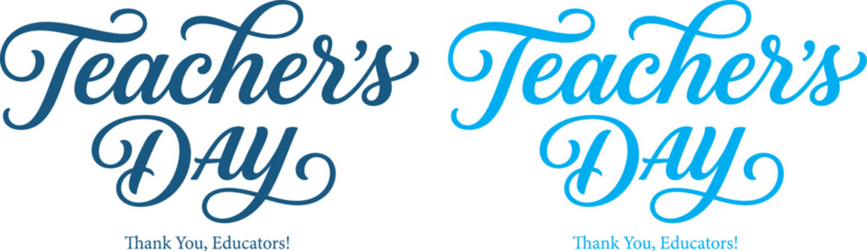 Teacher's day typography with gratitude message two identical designs