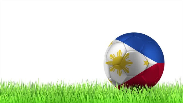 PHILIPPINES Flag Soccer Ball Rolling on Green Grass Animation with Copy Space