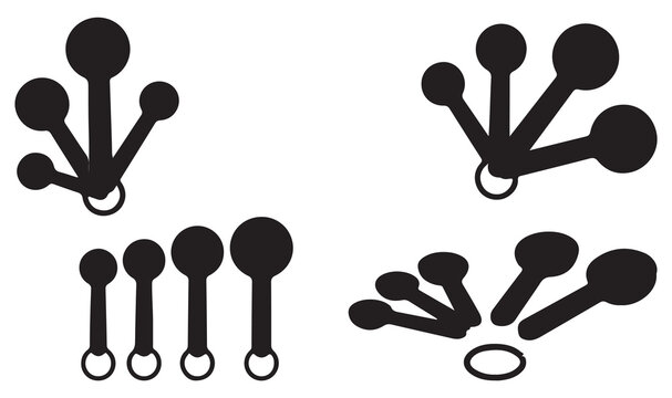 Measuring Spoons Vector Icon Set for Kitchen and Cooking