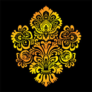 Elegant golden batik ornament vector for luxury wedding invitation, branding, and textile design.