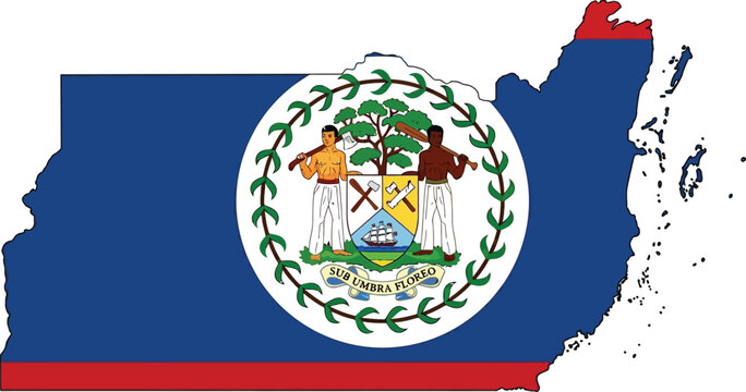 Graphic shape of belize map with country flag geography territory cartography political