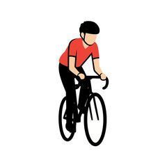 Fototapeta premium Man Riding a Bicycle Quickly Outdoors.