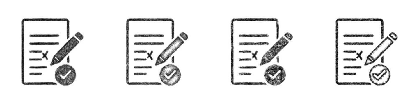 Monochrome sketch copy editing icon design set