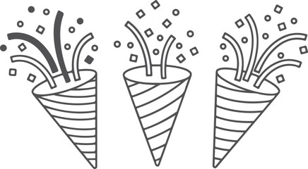 Obraz premium Party popper icons set celebrating confetti explosion vectors festive celebration graphic elements.