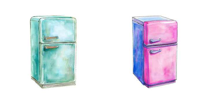 refigerator watercolor vector illustration