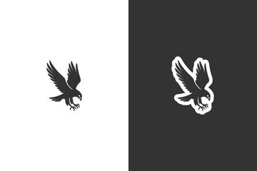 A striking black and white silhouette of an eagle soaring, emphasizing strength, freedom, and wildlife in a minimalist style © DzgnVibe
