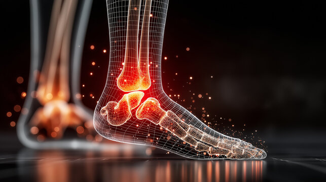 Glowing Ankle Joint Pain Medical Foot Anatomy Visualization
