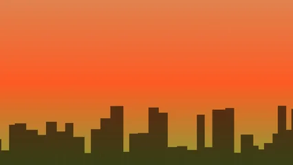Fototapeten Rot Pixel art city skyline at sunset  © Rakib