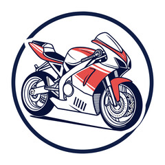 Obraz premium Sport Motorcycle on Circle Logo Template Design Vector isolated on white background.