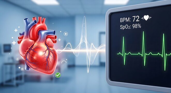 Human Heart with ECG Monitor