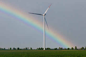 Fototapeta premium Modern windmill. Wind power generation in Europe
