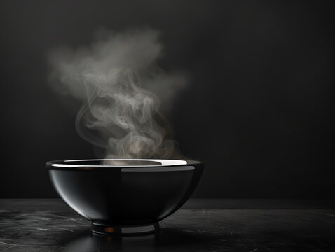 Japanese Lacquerware Bowl with Miso Soup Steam

