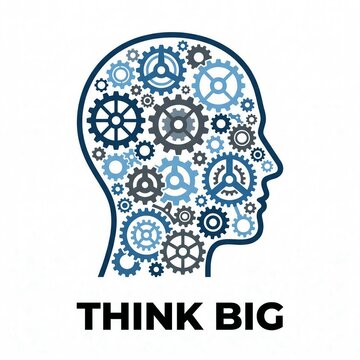 Think Big Mindset Concept with Creative Thinking, Innovation and Strategic Business Growth Illustration