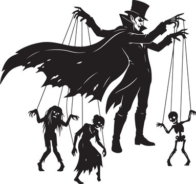 Gothic Vampire Puppeteer with Undead Marionettes
