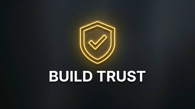 Build Trust Security and Reliability Concept with Shield Checkmark Neon Illustration