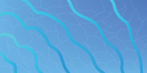 Naklejka premium Clear blue water surface seamless pattern illustration set. Sea waves abstract backgrounds. Modern flat cartoon background design with tranquil turquoise ripples. Summer vacation backdrop collection