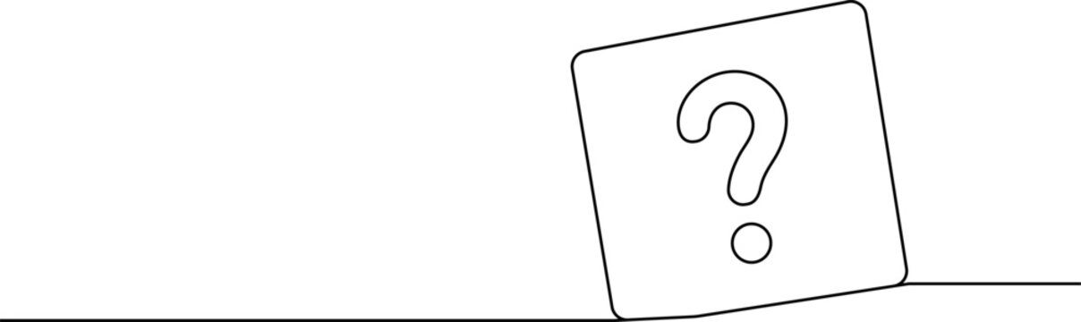 Continuous line drawing Question mark icon, query symbol, puzzled sign, flat design element