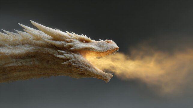 Epic Fire Dragon Portrait With Glowing Flame Breath