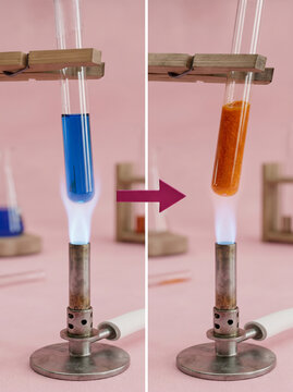 Positive Fehling's test demonstrating the detection of reducing sugars.