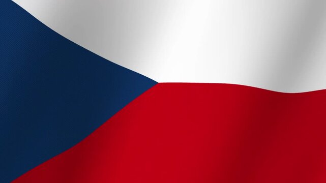Waving Czech Republic flag with blue triangle on the left and white and red horizontal stripes