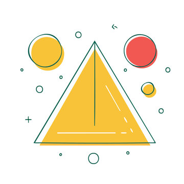 Flat design triangle with sun moon and plus symbol