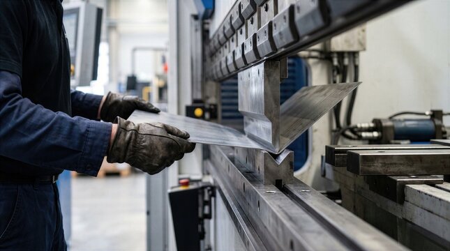 Worker bending sheet metal