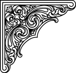 Fototapeta premium Ornate Corner Bracket Design with Intricate Floral Swirls.