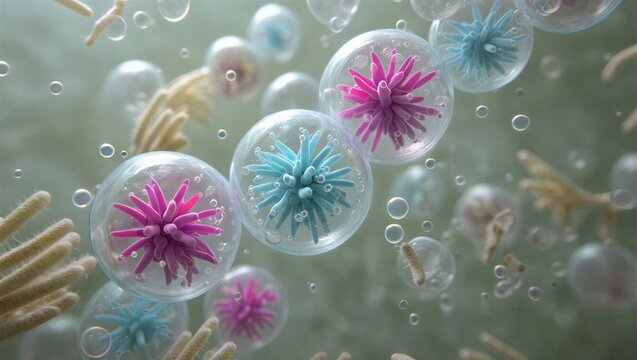 Cryptosporidium parvum oocysts: Encapsulated sporozoites in a protective shell. Protozoan pathogen parasite life cycle in contaminated water. Waterborne diseases, parasitic infection, gastroenterology