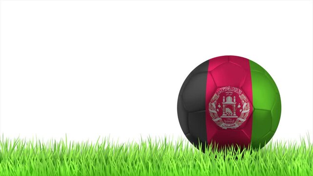 AFGHANISTAN Flag Soccer Ball Rolling on Green Grass Animation with Copy Space