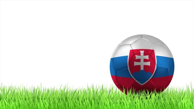 SLOVAKIA Flag Soccer Ball Rolling on Green Grass Animation with Copy Space