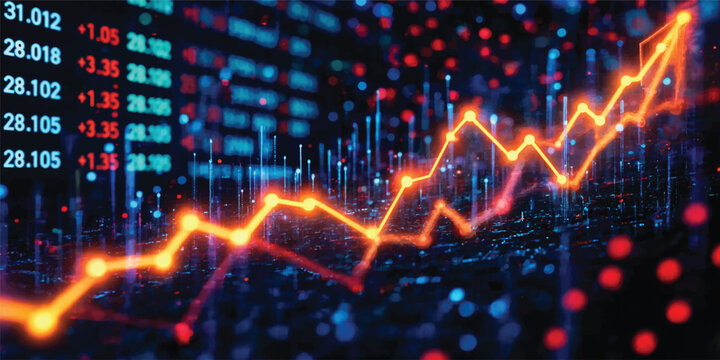 Stock Market Digital Heartbeat Graph Wave Technology Business Chart Monitor Line Pulse Illustration