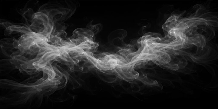 Wisps of Smoke in Darkness: Ethereal wisps of white smoke dance and swirl against a stark black background, creating a mysterious and abstract visual texture.