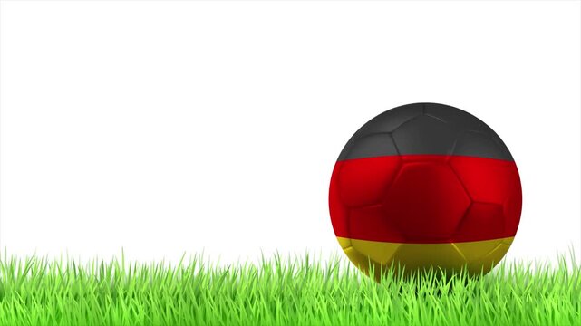 GERMANY Flag Soccer Ball Rolling on Green Grass Animation with Copy Space