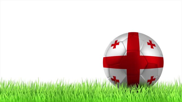 GEORGIA Flag Soccer Ball Rolling on Green Grass Animation with Copy Space