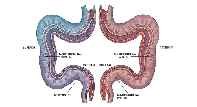 Anatomy of human digestive system with labeled organs.