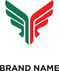 Fototapeta premium Red and green wing brand logo.