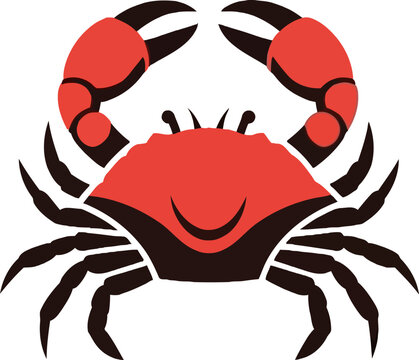 Red Crab Crustacean Side View Illustration.