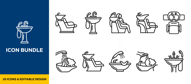 Icon bundle spa bathroom and hygiene service set featuring hand drawn minimalist doodle sketch vector illustrations for professional home decor and wellness branding assets art.