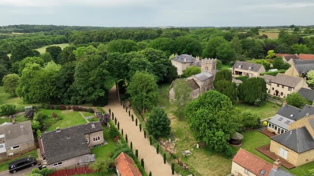 Aerial View of Twywell Manor House and Church Estate Northamptonshire UK