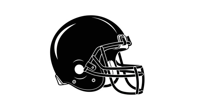 American Football Helmet Isolated on White Background Minimalist Black and White Illustration