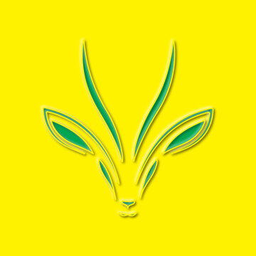 Abstract Green Embossed Antelope Head Logo Design