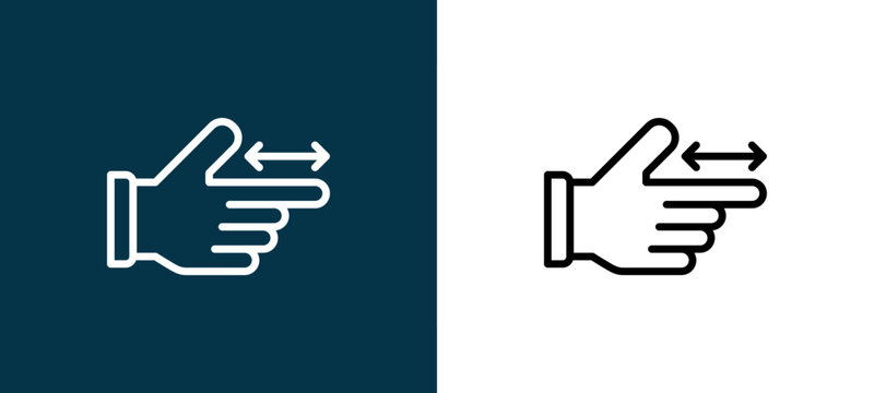 Two-tone line icon pair in black and white, editable stroke vector illustration for web, mobile apps, UI design, branding, and print from Hand Sign