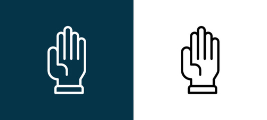 Obraz premium Two-tone line icon pair in black and white, editable stroke vector illustration for web, mobile apps, UI design, branding, and print from Hand Sign
