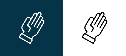 Obraz premium Two-tone line icon pair in black and white, editable stroke vector illustration for web, mobile apps, UI design, branding, and print from Hand Sign