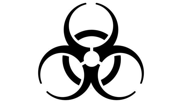biological hazard warning sign, black isolated vector silhouette