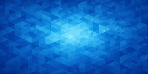 Obraz premium Abstract Blue Geometric Pattern: A vibrant and dynamic abstract pattern featuring a mosaic of interlocking blue triangles and geometric shapes.